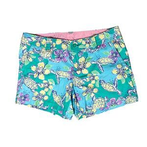 Lilly Pulitzer Walsh Shorts Moving Slowly Sea Turtles 5" Inseam Bermuda sz 12